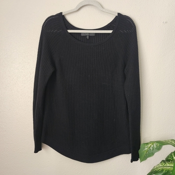 Rag & Bone Wool Cashmere Open Knit Black Long Sleeve Top Womens S - Picture 1 of 10